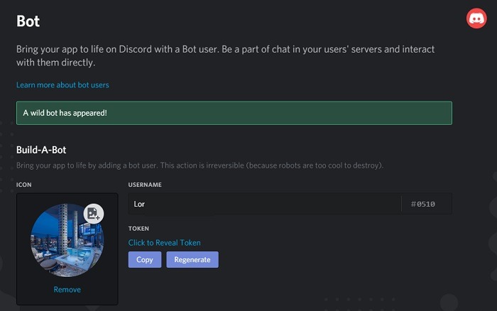 Create Discord Bot Wild Bot Has Appeared
