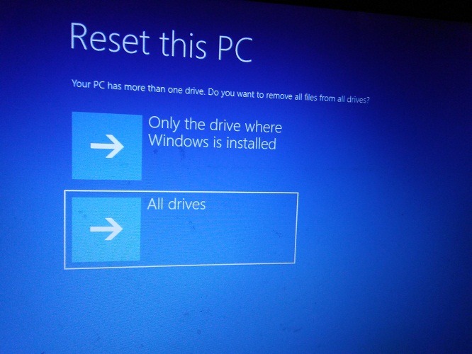 Factory Reset Windows 10 Reset All Drives