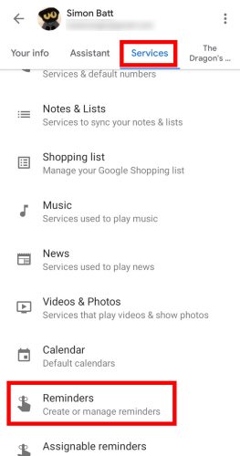 Google Reminders Home Services