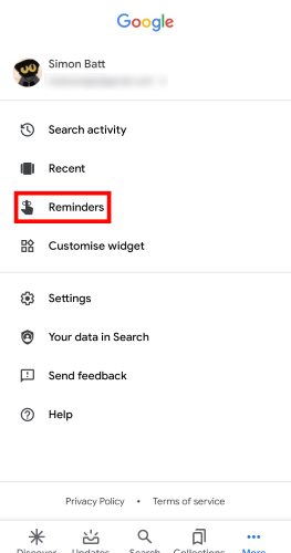 Google Reminders Option