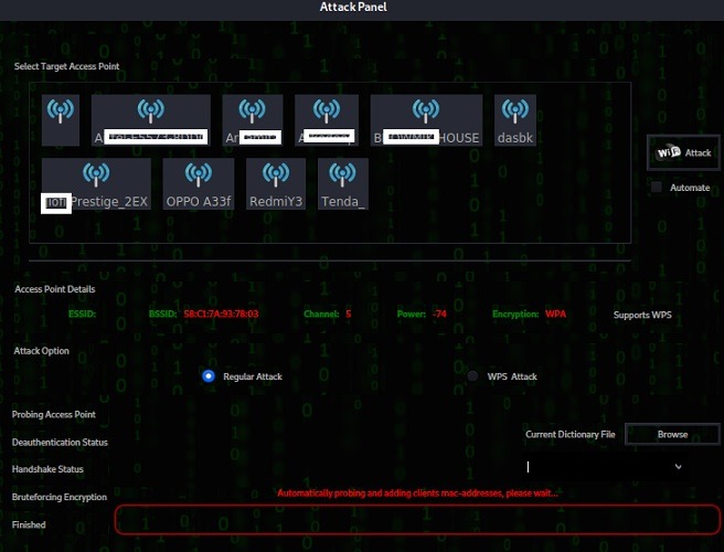 List Penetration Tools Kali Linux Fern Wi Fi Cracker Attack Panel