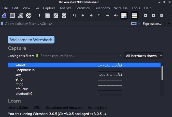 List Penetration Tools Kali Linux Wireshark