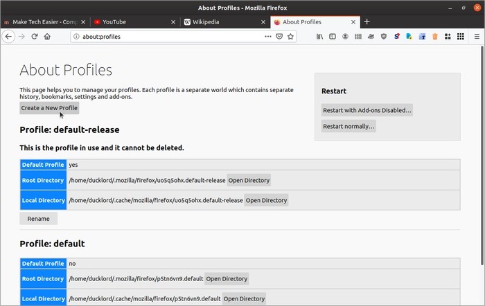 Misbehaving Firefox Profiles