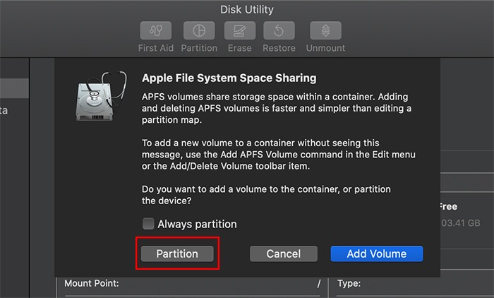 Partition Drive Macos Partition Option