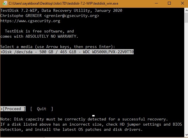 Restore Accidentally Deleted Crashed Hard Drive Testdisk Select Media