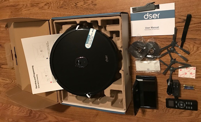 Review Dser Robogeek Vacuum Unboxing