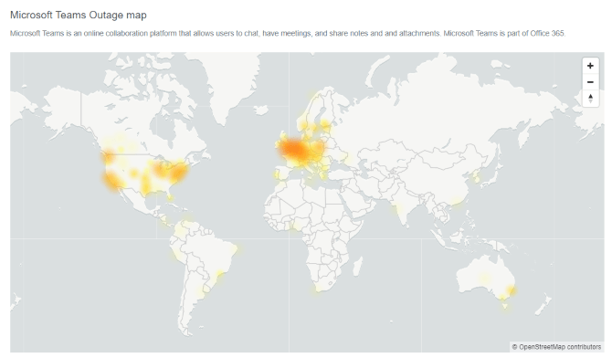 Teams Outage Map