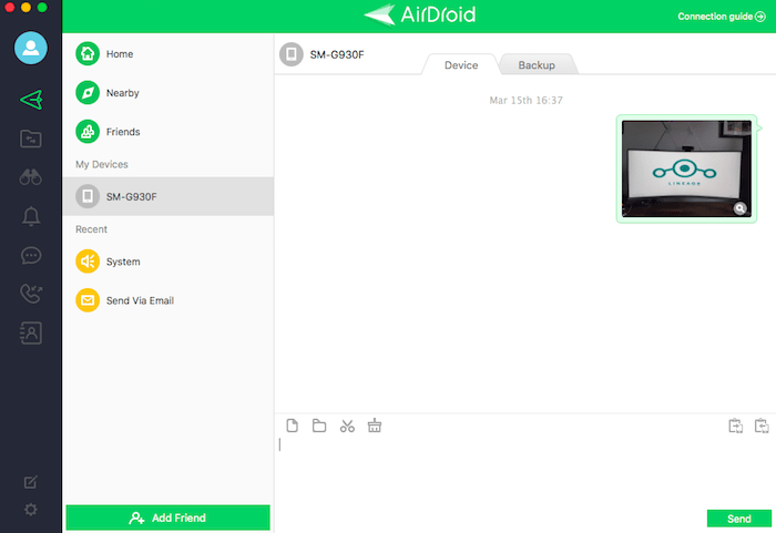 Send a file to your Android device, using drag and drop. 