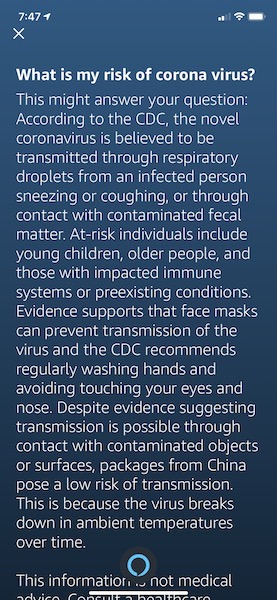Amazon Alexa Covid 19 Exposure Risk
