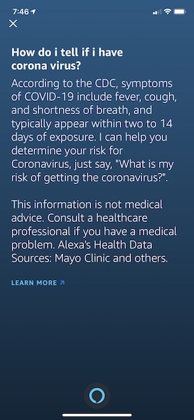 Amazon Alexa Covid 19 How To Diagnosis