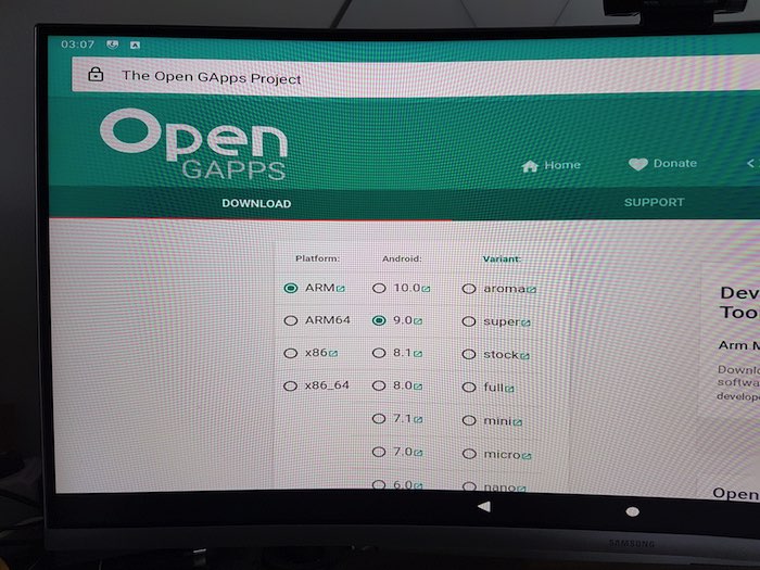 Download the GApps package to your Raspberry Pi.