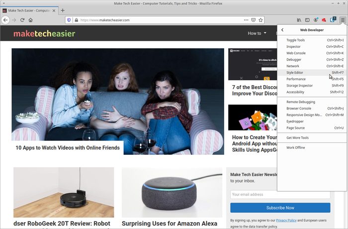 Live Edit Site With Firefox Launch Style Editor
