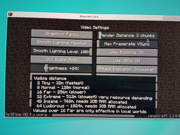 Reducing Minecraft's render distance can deliver a performance boost.