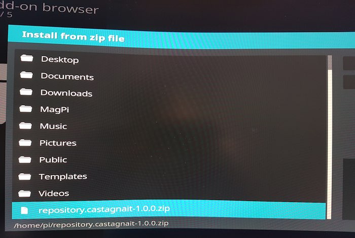 You can now install the Castagnait Kodi repository that we downloaded earlier.