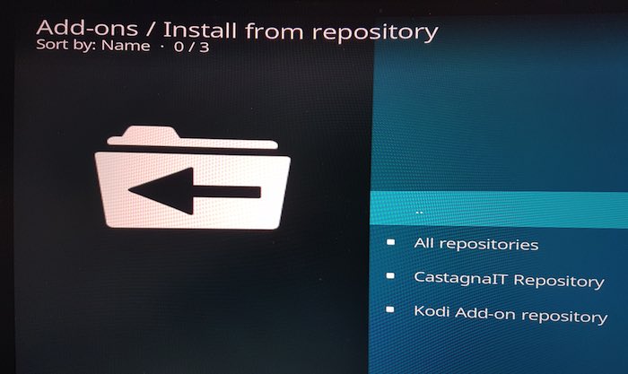 In the Kodi media streaming app, select "Install from repository."