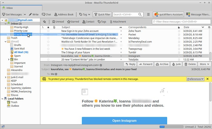 Organized Inbox Thunderbird Quickfilters Drag Drop Mail