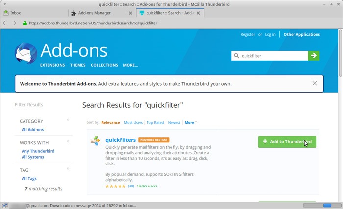Organized Inbox Thunderbird Quickfilters Install Quickfilters 