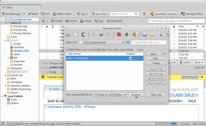 Organized Inbox Thunderbird Quickfilters Manage Filters