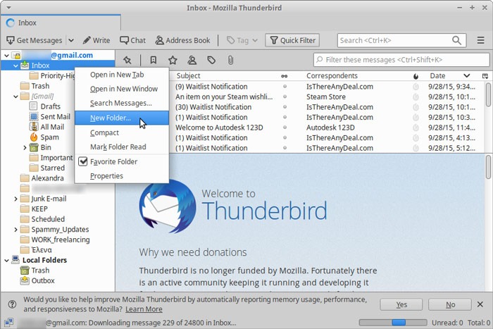 Organized Inbox Thunderbird Quickfilters New Priority Folder