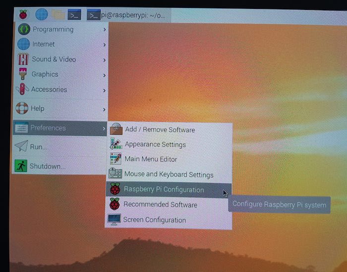 We need to enable SSH, by launching the Raspberry Pi Configuration menu
