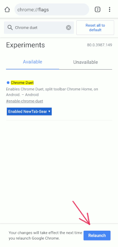 Relaunch Chrome Button