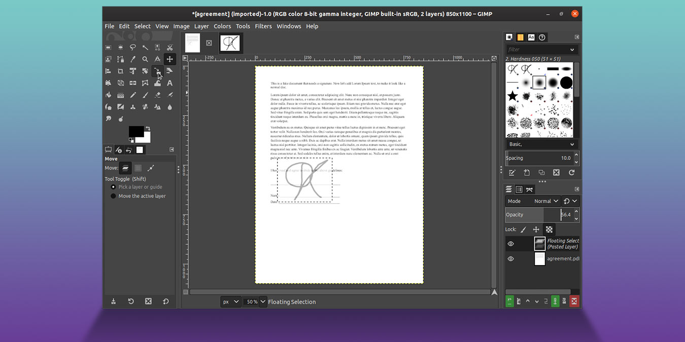 How to Sign a Document with GIMP