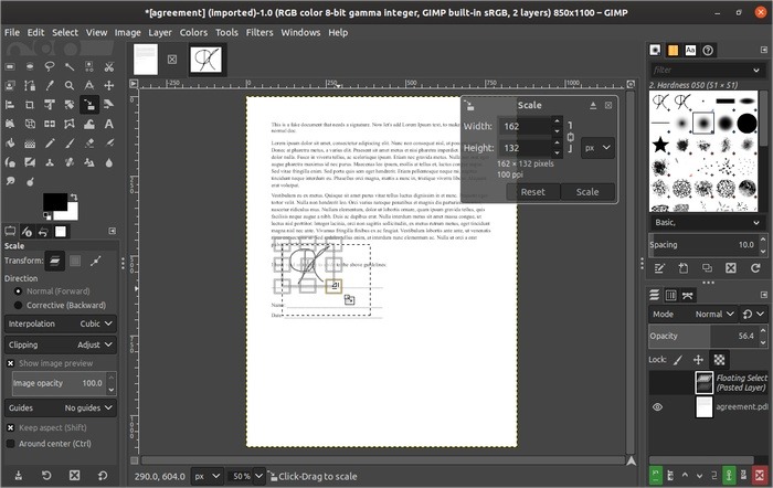 Sign Docs With Gimp Signature Resizing