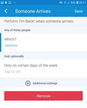 Find your presence sensor in the list, and give it a tap.