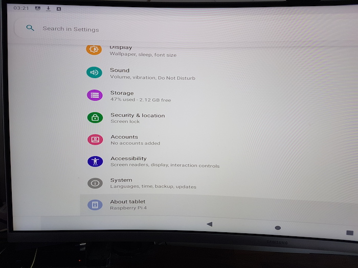 Scroll to the bottom of the screen, and select 'About tablet."