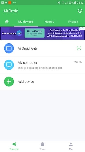 Search for nearby macOS devices, using AirDroid.