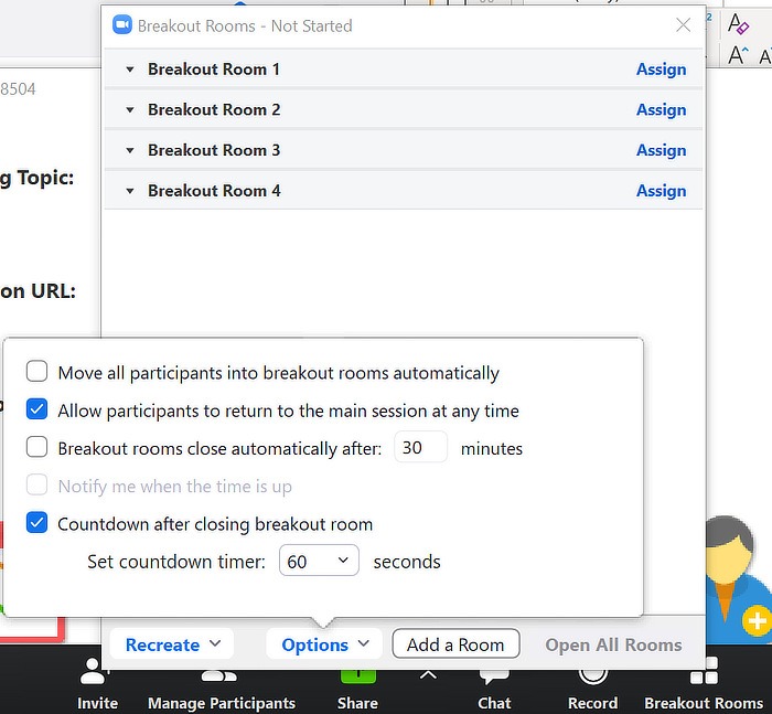 Zoom Features Breakout Room Options