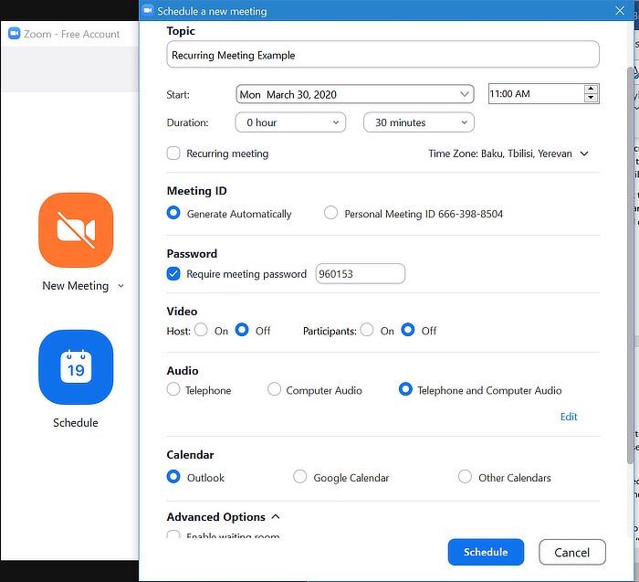 Zoom Features Recurring Meeting