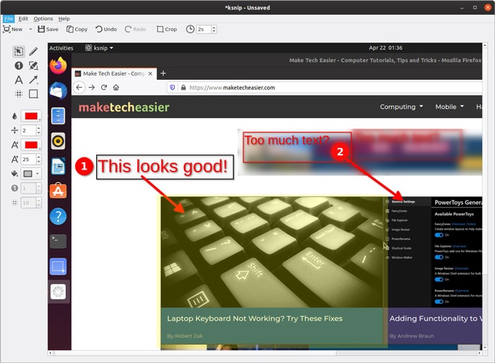 Annotated Screenshots With Ksnip Numbers