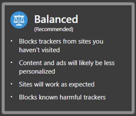 Edge Tracker Protection Balanced