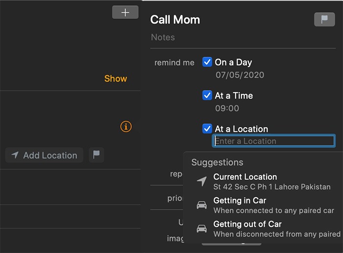 Location Based Reminders Add Location Macos