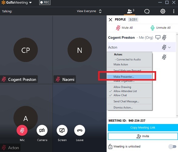 Presenter Mode Gotomeeting Assign Presenter 1