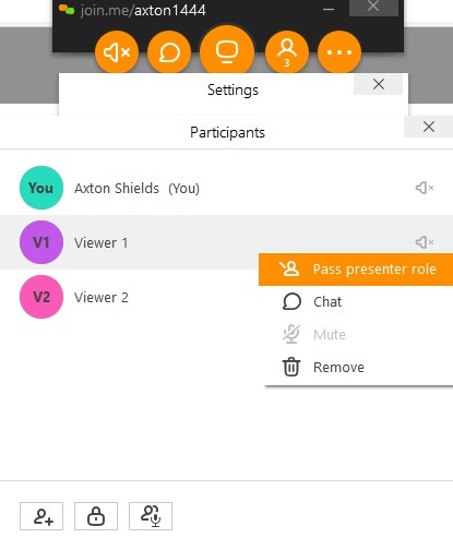 Presenter Mode Join.me Assign Presenter 1