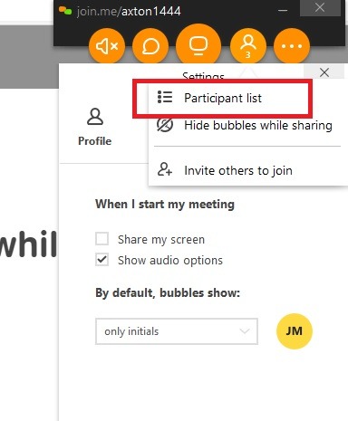Presenter Mode Join.me Participant List 1
