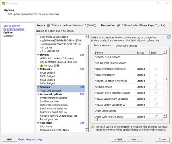 Create Virtual Machine Existing Windows 10 Services