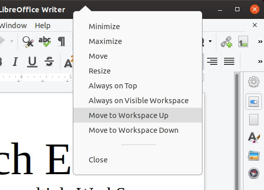 Gnome Multiple Workspaces Right Click Move To Workspace