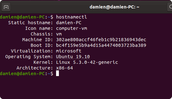 Hostnamectl Ubuntu Information