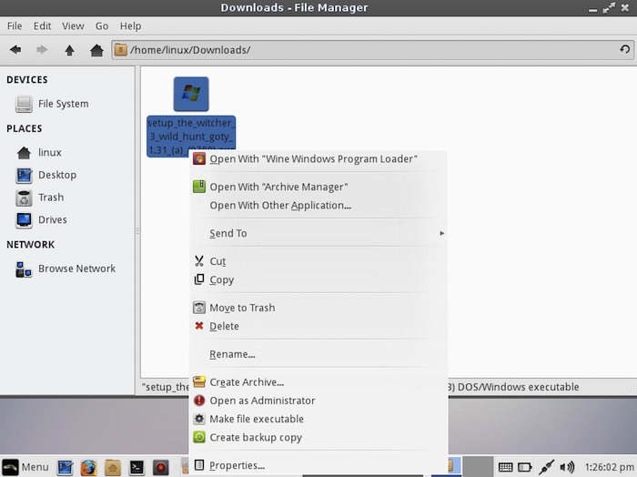 Open Witcher With Wine Windows Program Loader Launch Wild Hunt's .EXE file using Wine.