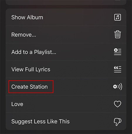 Apple Music Radio Station Create Station Ios