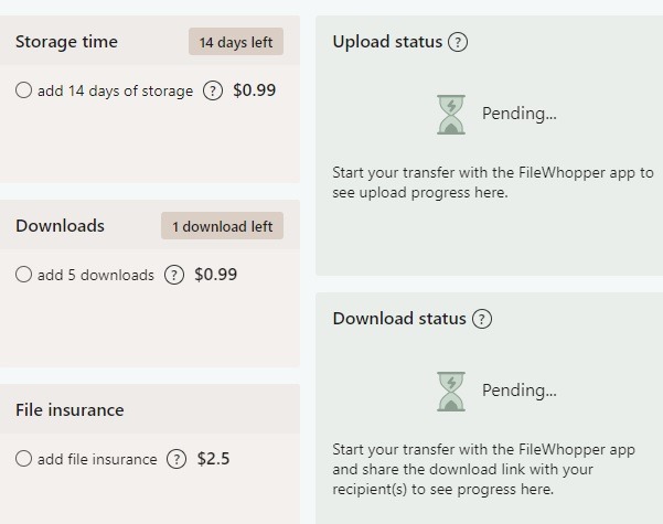 Filewhopper Dashboard Upload Download Status 1