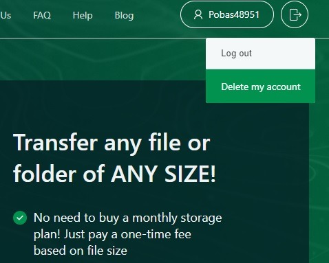 Filewhopper Delete Account 1