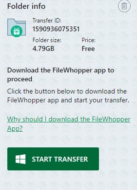 Filewhopper Start Transfer 1