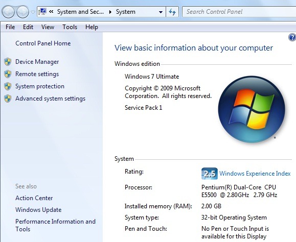 Windows 7 Experience Index 3