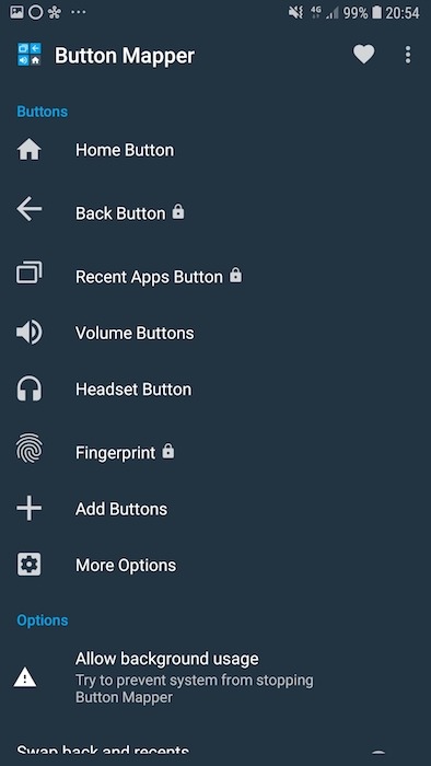 Andoid Remap Button Remapper Button Mapper displays all the buttons that are present on your Android device.