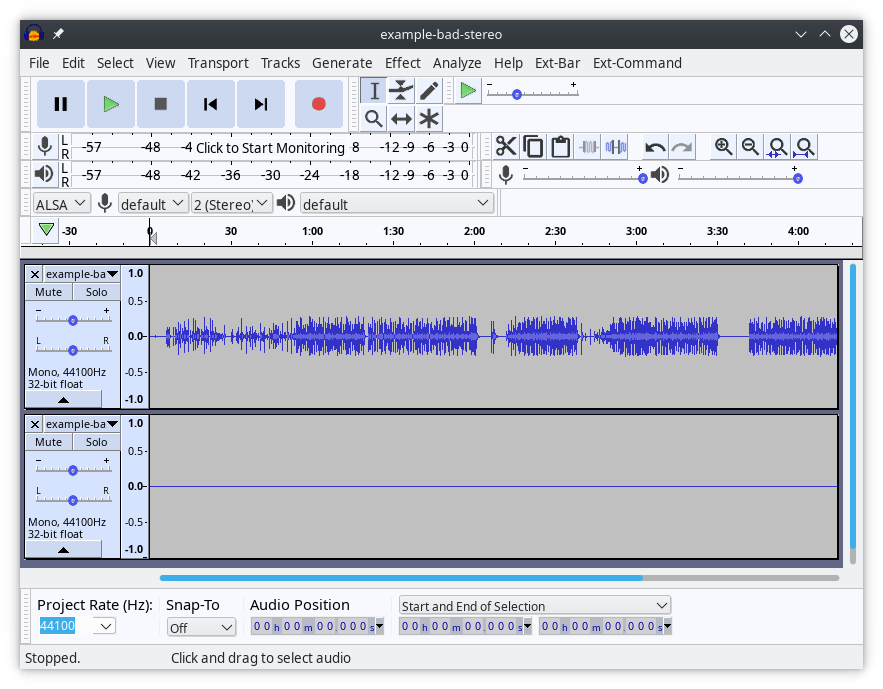 Stereo split into two channels Stereo split into two channels