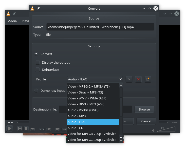 Codec choice, VLC Codec choice, VLC